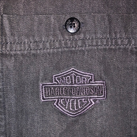 EUC Harley Davidson Black Denim Button Up - Picture 4 of 5